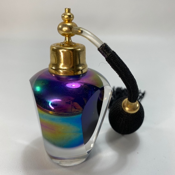 Vtg Royal Limited Cobalt Crystal Perfume Atomizer Bottle Iridescence Tassel - Picture 5 of 16